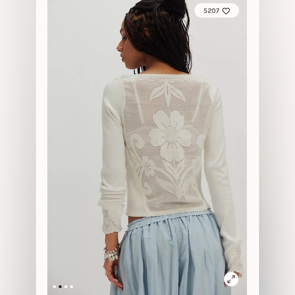 NWT Free People Delilah Long Sleeve Top Color: Clean Ivory size XS boho women’s - Picture 2 of 9